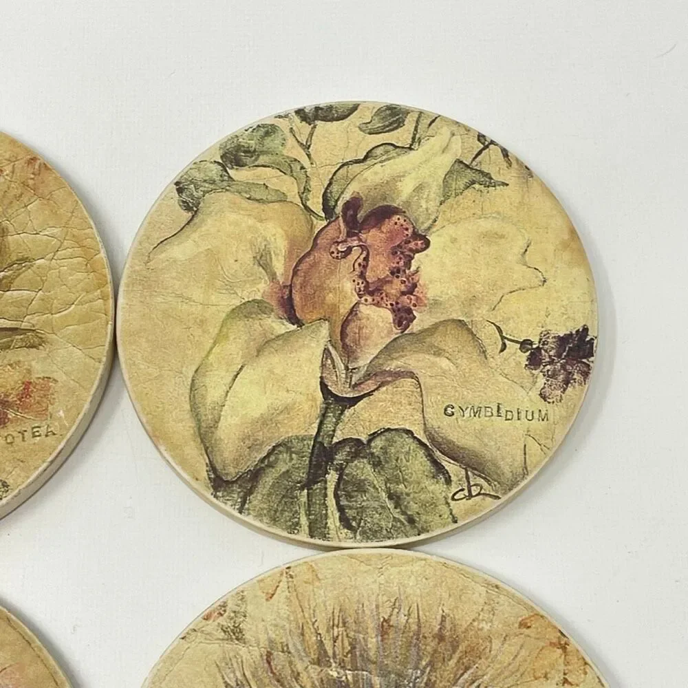 Coasterstone Coaster Stone Set of 4 Assorted Floral Flower Designs
